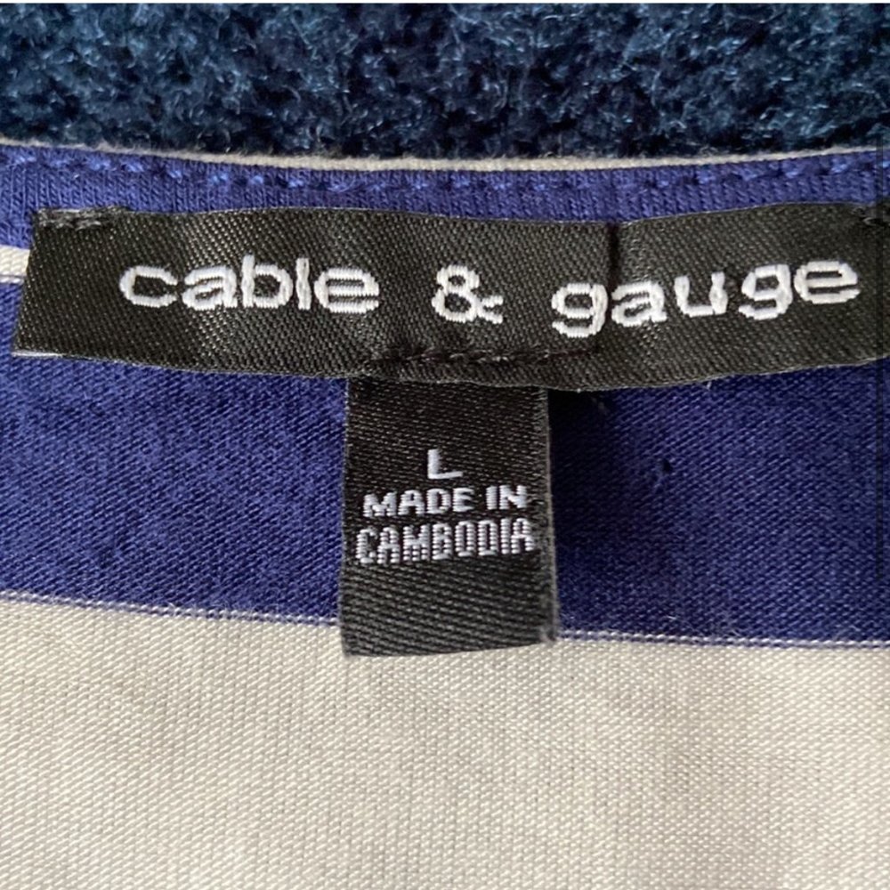 EUC Cable & Gauge Blue and White Striped Tank Sz L - Picture 3 of 5